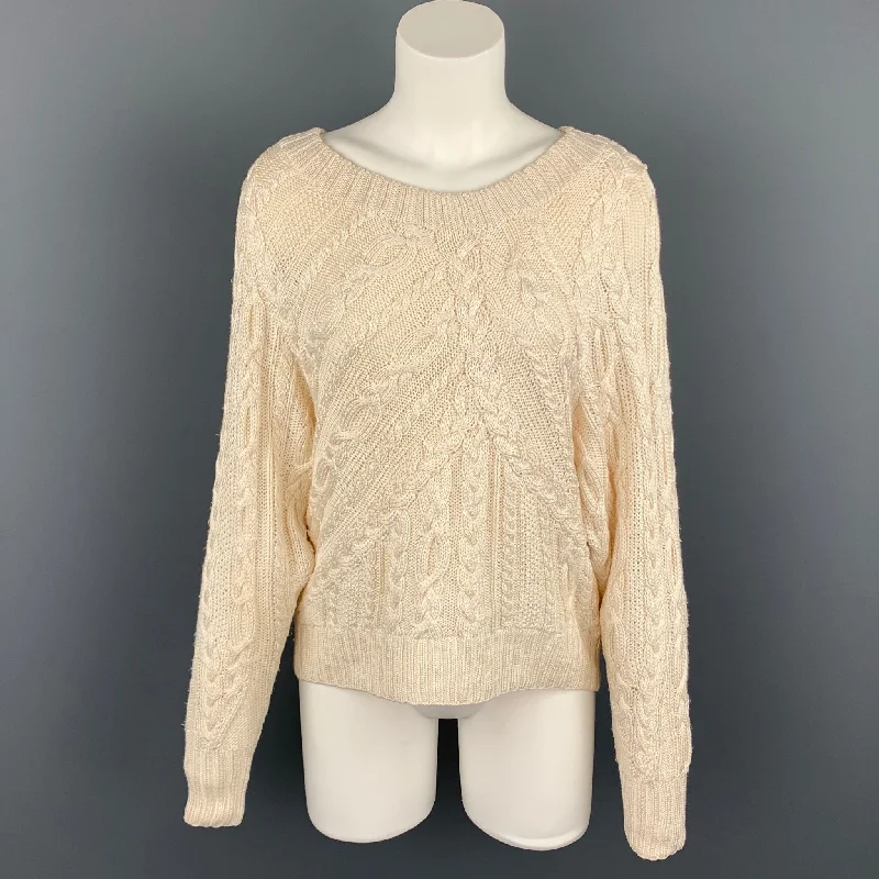 RALPH LAUREN Black Label Size S Cream Hand Knit Silk Oversized Sweater