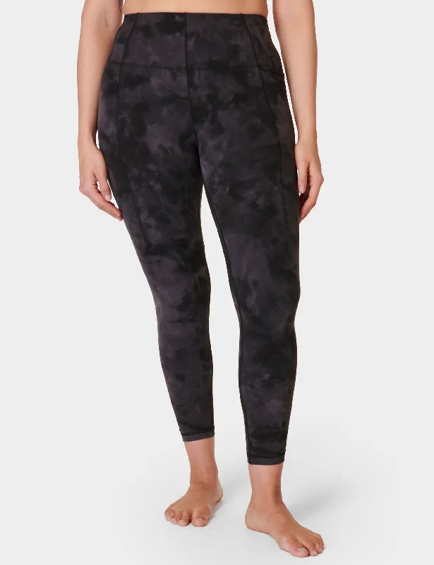 Super Soft 7/8 Yoga Leggings - Black Spray Dye Print Comfortable Leggings with Pockets Super Soft 7/8 Yoga Leggings - Black Spray Dye Print Comfortable Leggings with Pockets
