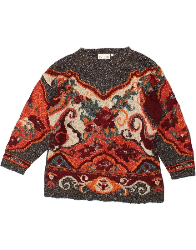 TOGETHER Womens Abstract Pattern Crew Neck Jumper Sweater EU 46/48 XL Grey Solid Print Embellished TOGETHER Womens Abstract Pattern Crew Neck Jumper Sweater EU 46/48 XL Grey Solid Print Embellished
