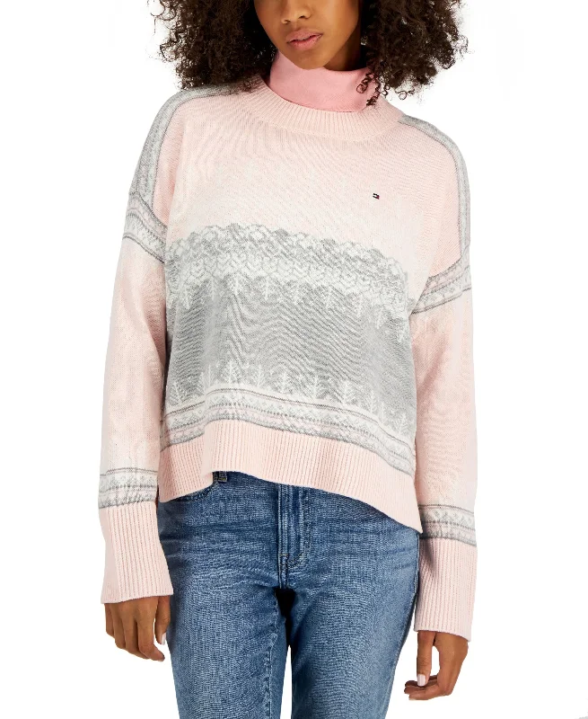 Tommy Hilfiger Womens Colorblocked Nordic Frisle Print Sweater Iron Safe Non-Iron Wrinkle Free Tommy Hilfiger Womens Colorblocked Nordic Frisle Print Sweater Iron Safe Non-Iron Wrinkle Free