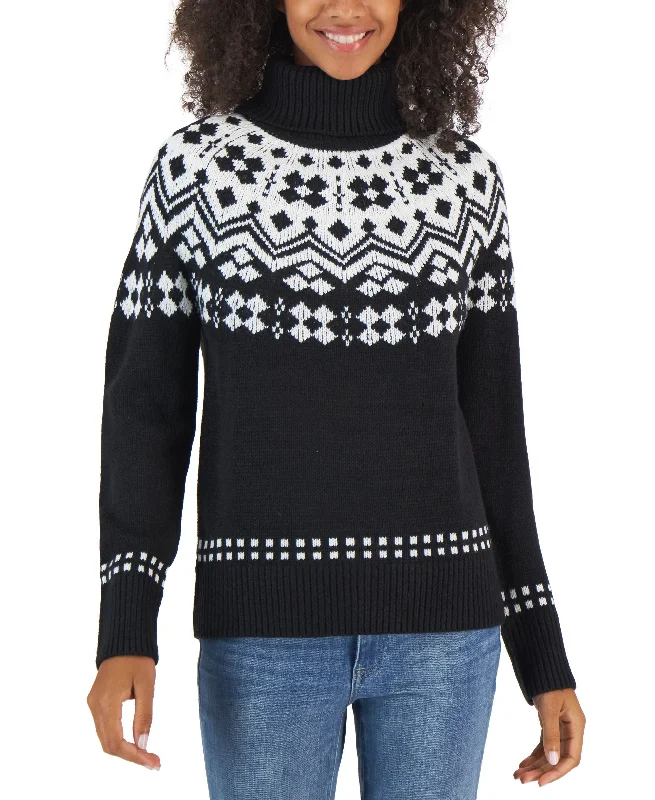 Tommy Hilfiger Womens Fair Isle Turtleneck Sweater Chenille Blend Fleece Blend Nylon Blend Tommy Hilfiger Womens Fair Isle Turtleneck Sweater Chenille Blend Fleece Blend Nylon Blend