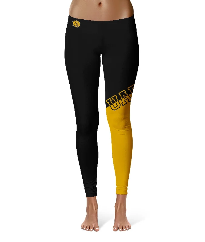 UAPB Golden Lions Game Day Leg Color Block Black Gold Yoga Leggings for Women by Vive La Fete Fashionable Smooth Fit Leggings UAPB Golden Lions Game Day Leg Color Block Black Gold Yoga Leggings for Women by Vive La Fete Fashionable Smooth Fit Leggings
