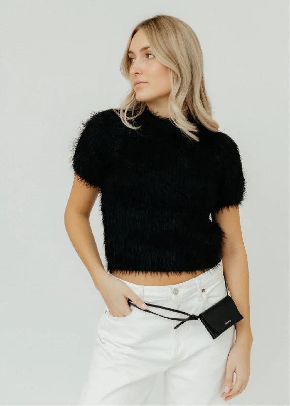 Velvet Eila Sweater Top in Black Toggled Drawstring Belted