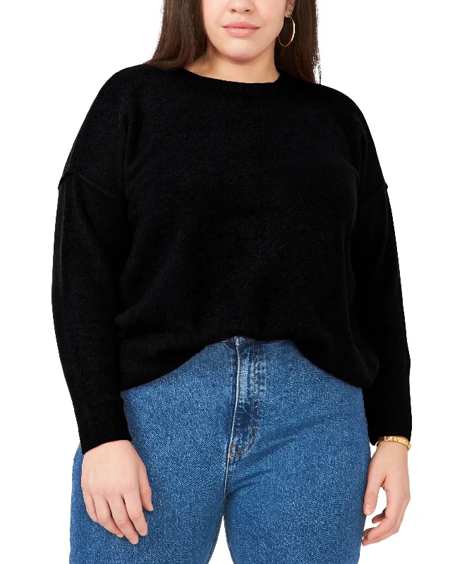 Vince Camuto Plus Size Crewneck Sweater Silver Graphic Sweater Embroidered Appliqued Vince Camuto Plus Size Crewneck Sweater Silver Graphic Sweater Embroidered Appliqued