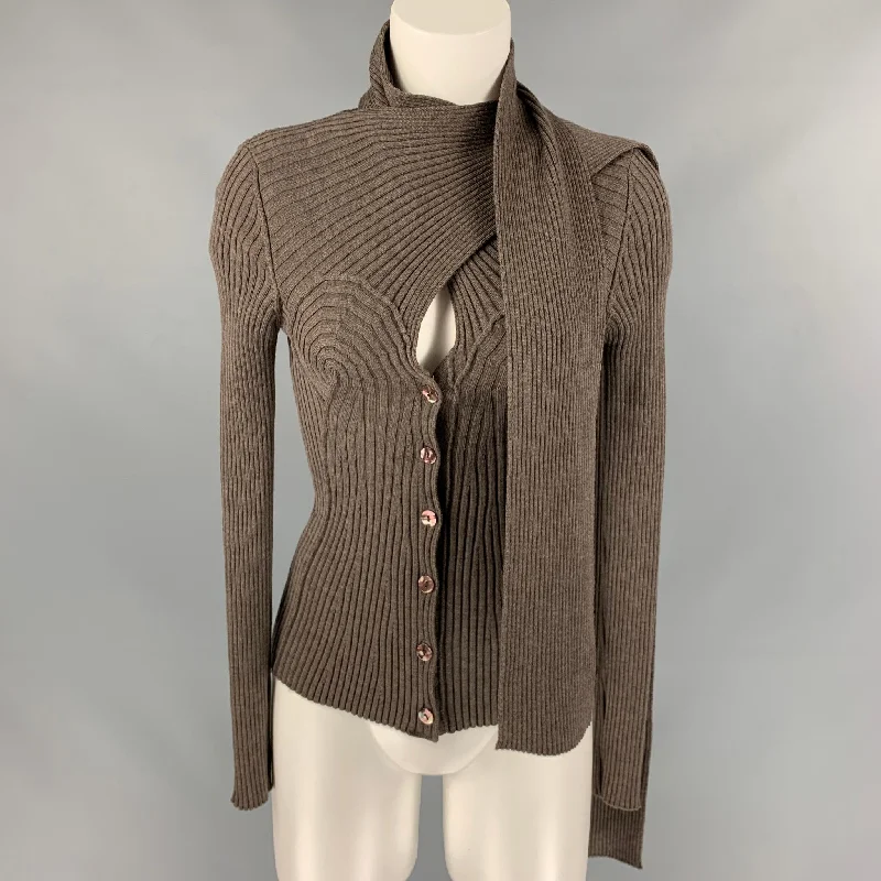 Vintage JEAN PAUL GAULTIER Size M Taupe Ribbed Knit Wool Sweater