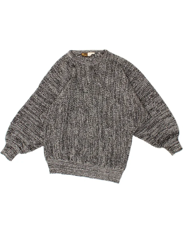 VINTAGE Womens Batwing Crew Neck Jumper Sweater UK 12 Medium Grey Flecked Plaid Sweater Polka Dot Checkered VINTAGE Womens Batwing Crew Neck Jumper Sweater UK 12 Medium Grey Flecked Plaid Sweater Polka Dot Checkered