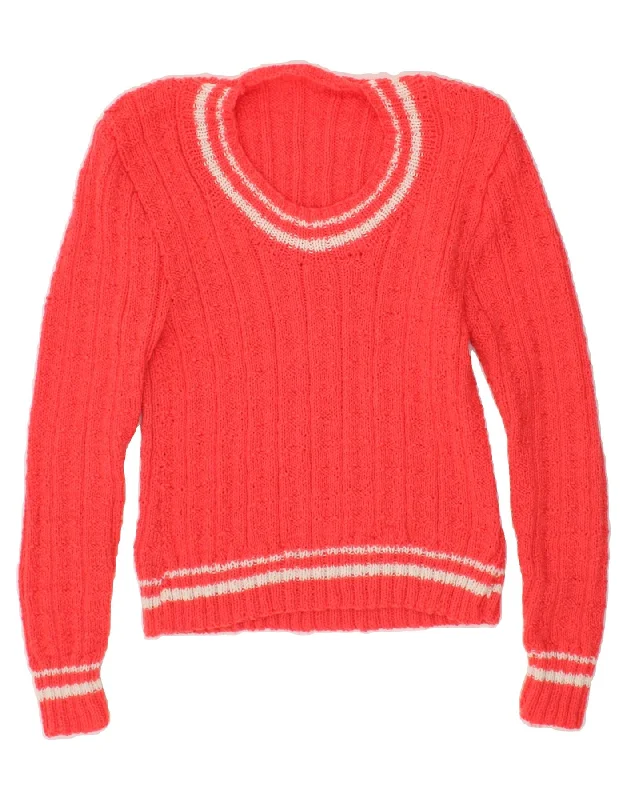 VINTAGE Womens Boat Neck Jumper Sweater UK 12 Medium Pink Boat Neck Shawl Collar Notched Collar VINTAGE Womens Boat Neck Jumper Sweater UK 12 Medium Pink Boat Neck Shawl Collar Notched Collar