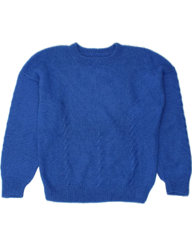 VINTAGE Womens Boat Neck Jumper Sweater UK 14 Large Blue Houndstooth Herringbone Solid VINTAGE Womens Boat Neck Jumper Sweater UK 14 Large Blue Houndstooth Herringbone Solid