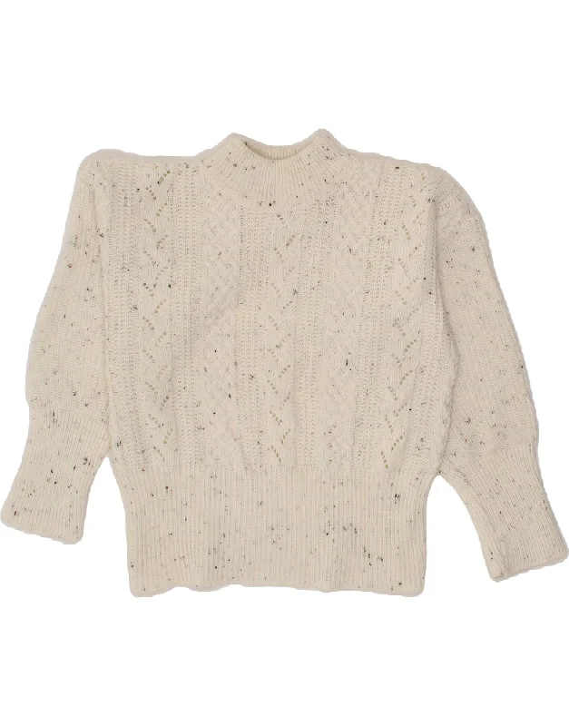 VINTAGE Womens Crop Turtle Neck Jumper Sweater UK 14 Medium White Flecked Wool Sweater Cotton Sweater Cashmere Sweater VINTAGE Womens Crop Turtle Neck Jumper Sweater UK 14 Medium White Flecked Wool Sweater Cotton Sweater Cashmere Sweater