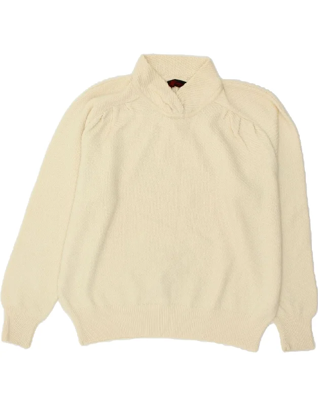 VINTAGE Womens Oversized Turtle Neck Jumper Sweater IT 46 Large Beige Hooded Caped Shawl Collar VINTAGE Womens Oversized Turtle Neck Jumper Sweater IT 46 Large Beige Hooded Caped Shawl Collar