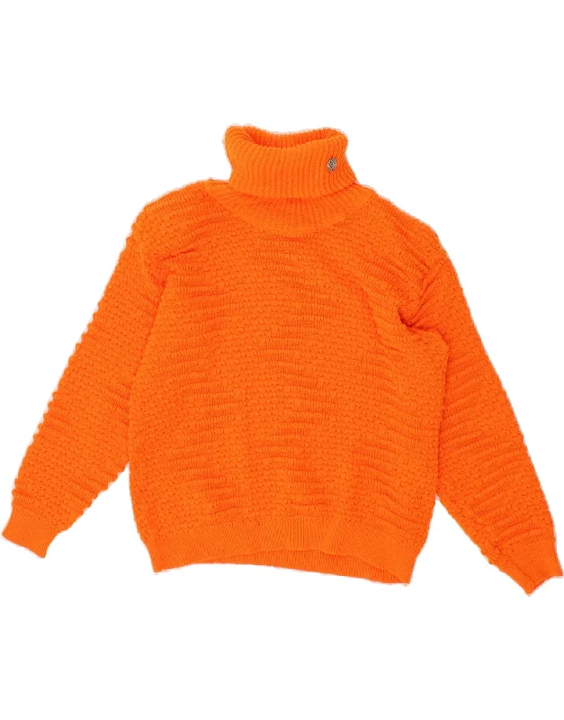 VINTAGE Womens Roll Neck Jumper Sweater UK 14 Medium Orange High Neck Crew Neck V-Neck VINTAGE Womens Roll Neck Jumper Sweater UK 14 Medium Orange High Neck Crew Neck V-Neck
