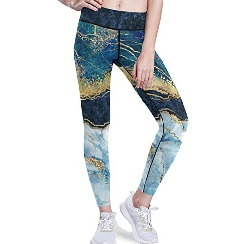 visesunny High Waist Yoga Pants with Pockets Blue Marble Pattern Gold Foil Glitter Decor Buttery Soft Tummy Control Running Workout Pants 4 Way Stretch Pocket Leggings Fashionable Embroidered Detail Leggings visesunny High Waist Yoga Pants with Pockets Blue Marble Pattern Gold Foil Glitter Decor Buttery Soft Tummy Control Running Workout Pants 4 Way Stretch Pocket Leggings Fashionable Embroidered Detail Leggings