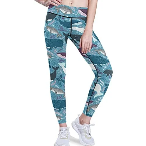 visesunny High Waist Yoga Pants with Pockets Blue Whale Marine Mammal Dot Buttery Soft Tummy Control Running Workout Pants 4 Way Stretch Pocket Leggings Cozy Ribbed Leggings visesunny High Waist Yoga Pants with Pockets Blue Whale Marine Mammal Dot Buttery Soft Tummy Control Running Workout Pants 4 Way Stretch Pocket Leggings Cozy Ribbed Leggings