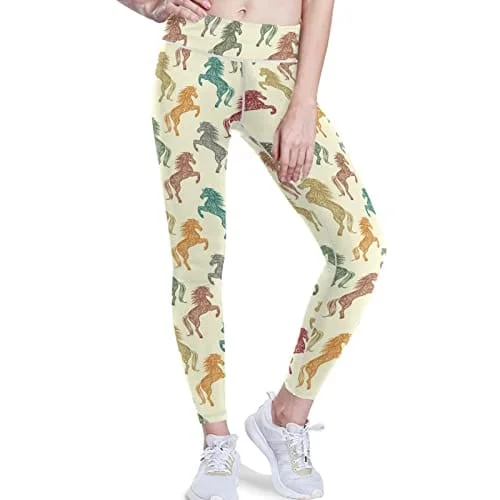 visesunny High Waist Yoga Pants with Pockets Colored Horse Tummy Control Workout Running Yoga Leggings for Women Comfortable Printed Workout Leggings visesunny High Waist Yoga Pants with Pockets Colored Horse Tummy Control Workout Running Yoga Leggings for Women Comfortable Printed Workout Leggings