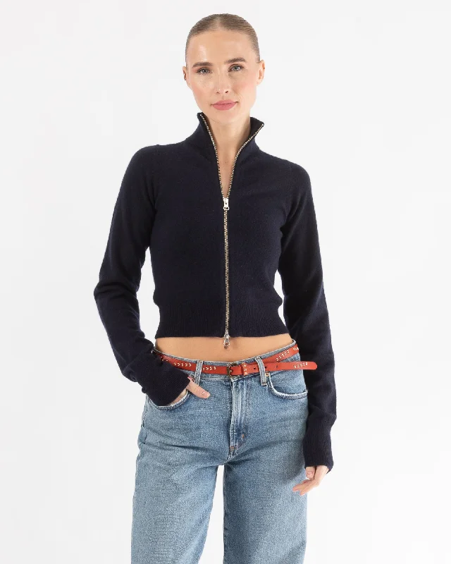 N302 Zip-Up Sweater Polka Dot Checkered Tartan