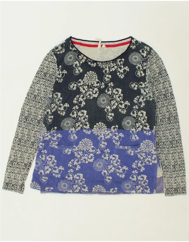 WHITE STUFF Womens Boat Neck Jumper Sweater UK 12 Medium Black Floral Rayon Fabric Velvet Fabric Corduroy Fabric