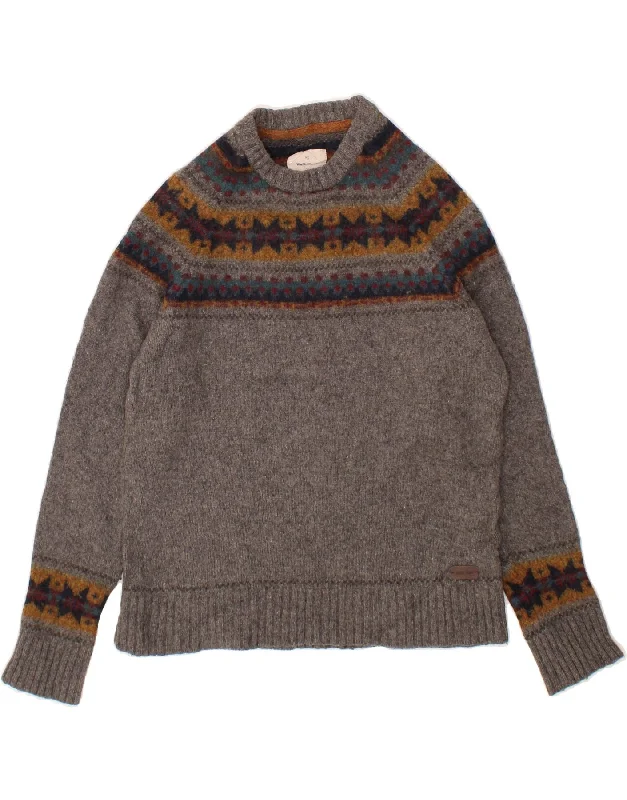 WHITE STUFF Womens Crew Neck Jumper Sweater UK 16 Large Grey Fair Isle Beaded Sweater Sequined Faux Fur WHITE STUFF Womens Crew Neck Jumper Sweater UK 16 Large Grey Fair Isle Beaded Sweater Sequined Faux Fur