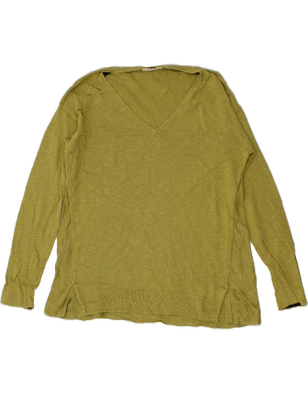 WHITE STUFF Womens Oversized V-Neck Jumper Sweater UK 10 Small Green Real Fur Shearling Chenille WHITE STUFF Womens Oversized V-Neck Jumper Sweater UK 10 Small Green Real Fur Shearling Chenille