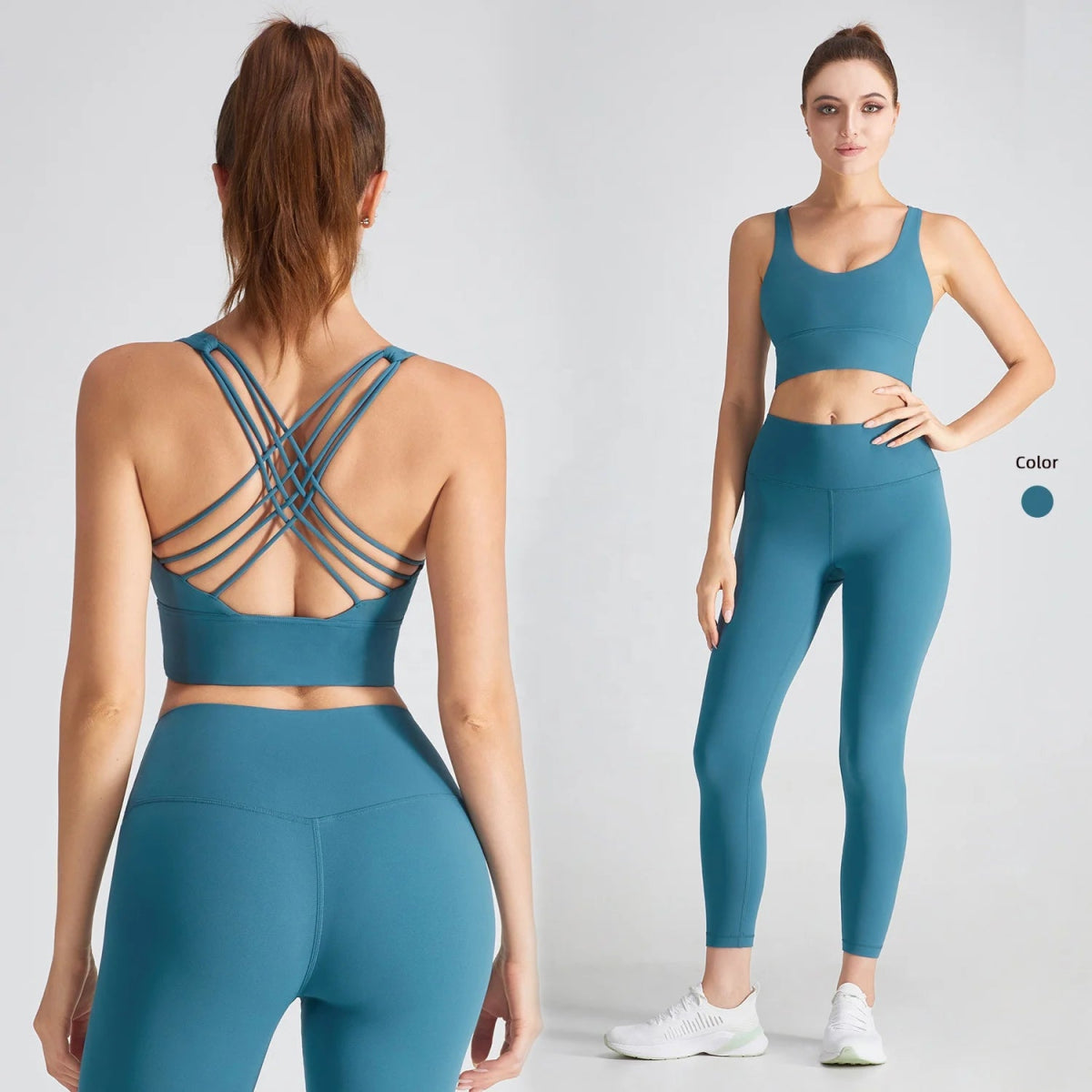 Women Yoga Set: Backless Workout Bra & High Waist Gym Leggings Comfortable Fleece-Lined Leggings Women Yoga Set: Backless Workout Bra & High Waist Gym Leggings Comfortable Fleece-Lined Leggings