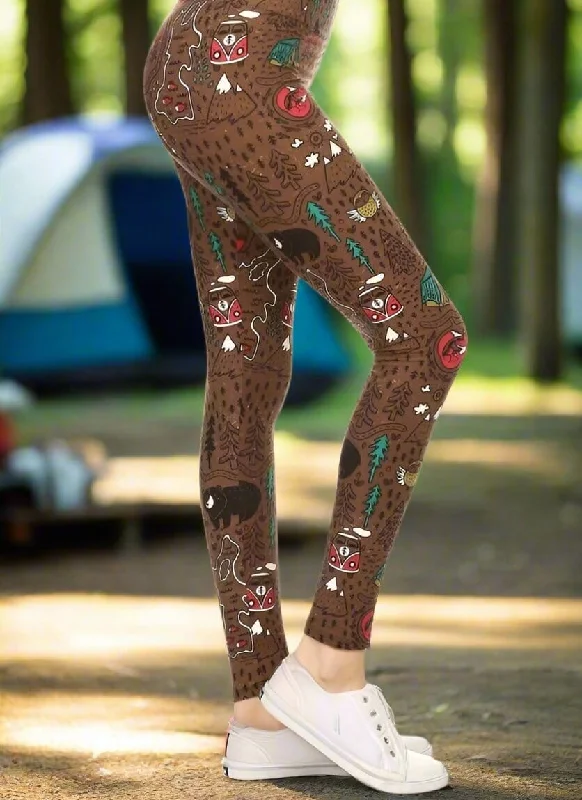 Womens Camper Bear Fox Owl Leggings, Soft Yoga Pants, Sizes 18-22, No-Roll Waist, Brown Chic Velvet Soft Leggings Womens Camper Bear Fox Owl Leggings, Soft Yoga Pants, Sizes 18-22, No-Roll Waist, Brown Chic Velvet Soft Leggings