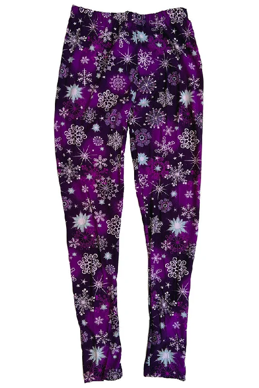 Women's Regular Purple Snowflake Christmas Holiday Pattern Printed Leggings Stylish Athletic Wear Leggings Women's Regular Purple Snowflake Christmas Holiday Pattern Printed Leggings Stylish Athletic Wear Leggings