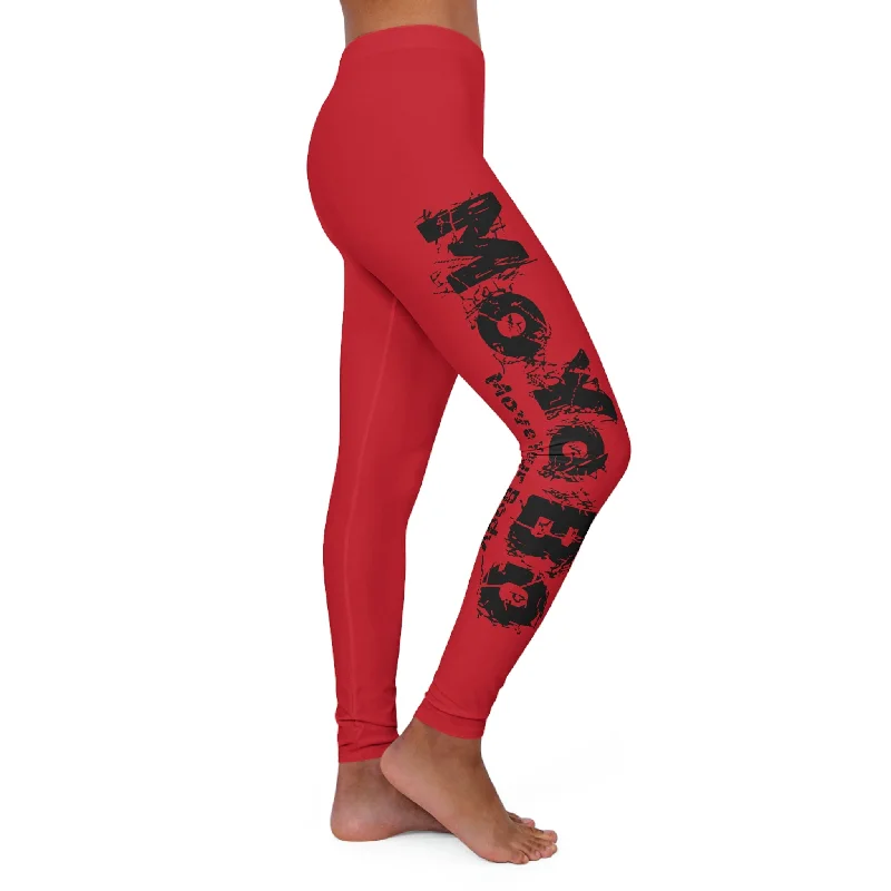 Women's Dark Red Spandex Leggings Comfortable Fleece-Lined Leggings