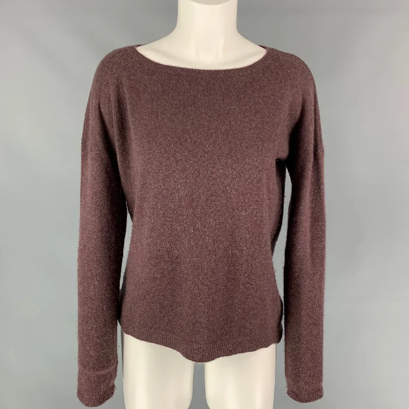 ZADIG & VOLTAIRE Size M Burgundy & Silver Cashmere Leather CiCi Sweater