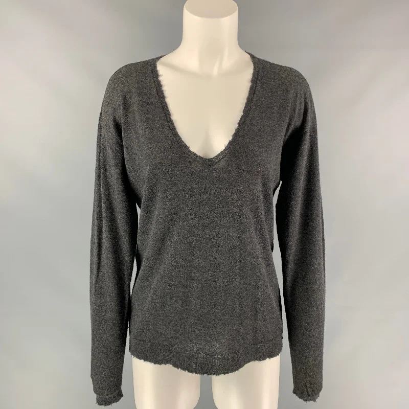 ZADIG & VOLTAIRE Size M Charcoal Heather Cashmere Oversized Sweater