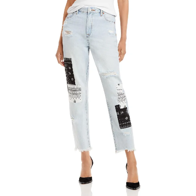 [BLANKNYC] Womens Patchwork Cutoff Ankle Jeans