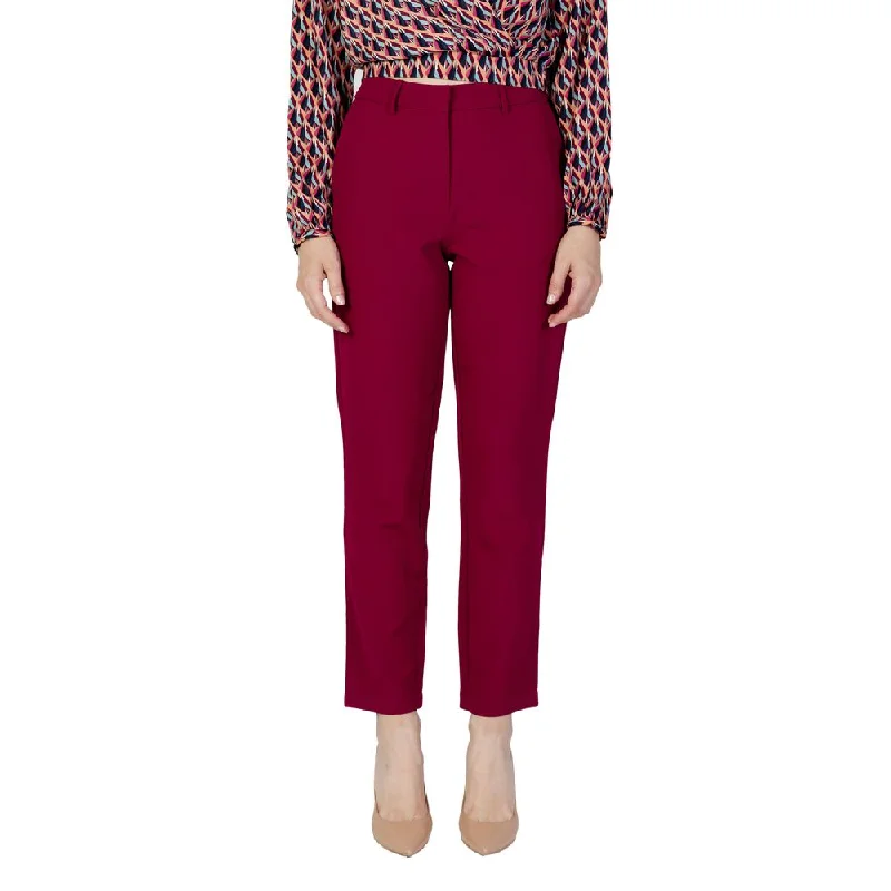 Bordeaux Polyester Jeans & Pant