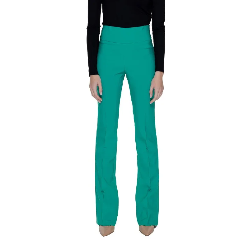 Green Polyester Jeans & Pant