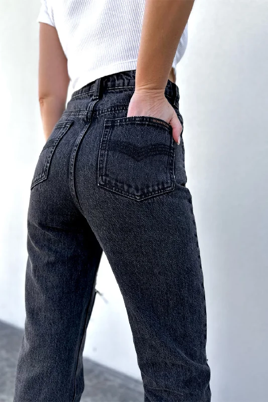 Remi High-Waisted Denim Jeans - Washed Black