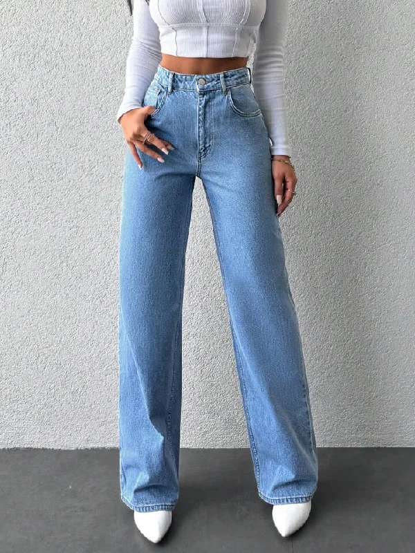 Wide Leg High Rise Jeans