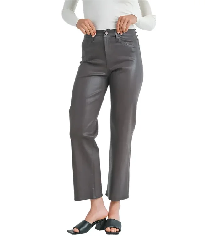 Charlotte Coated Straight Leg Jeans Trendy Wide-Legged High-Waist Jeans