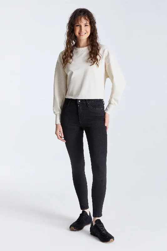 SOPHIA High Waist Super Skinny Jeans black vintage Chic Rip-Detail High-Waist Jeans