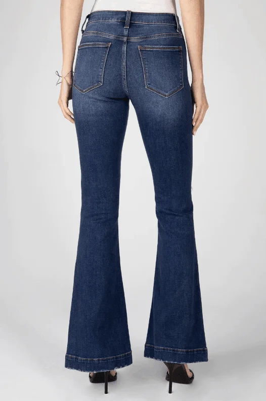 Ceros Women's Phoenix High Rise Patch Flare Jeans CF2171 Trendy Vintage Denim Jeans