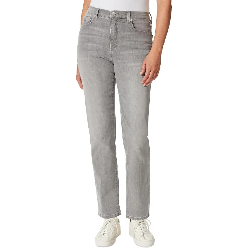 Gloria Vanderbilt Womens Petites Amanda High Rise Denim Tapered Leg Jeans Trendy Plus Size Jeans