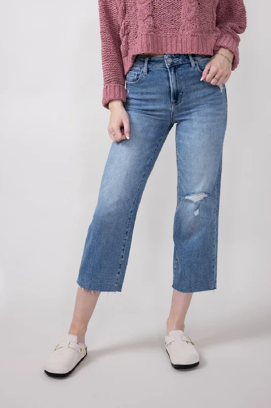 Hidden High Rise Relaxed Wide Straight Leg Cropped Jeans for Women | HD1633RSC-LT Stylish Slim Fit Denim Hidden High Rise Relaxed Wide Straight Leg Cropped Jeans for Women | HD1633RSC-LT Stylish Slim Fit Denim