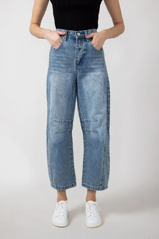 High Rise Barrel Wash Jeans for Women | MAP2740-DENIM Comfortable Distressed Straight-Leg Jeans High Rise Barrel Wash Jeans for Women | MAP2740-DENIM Comfortable Distressed Straight-Leg Jeans