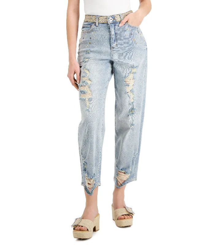 INC International Concepts Embellished Ripped High Rise Straight Leg Jeans Trendy Bootcut High-Waisted Jeans INC International Concepts Embellished Ripped High Rise Straight Leg Jeans Trendy Bootcut High-Waisted Jeans