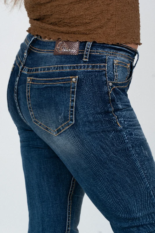 Basic 5 Pockets MD Blue Plus Size Bootcut Jeans Trendy Skinny Fit Jeans