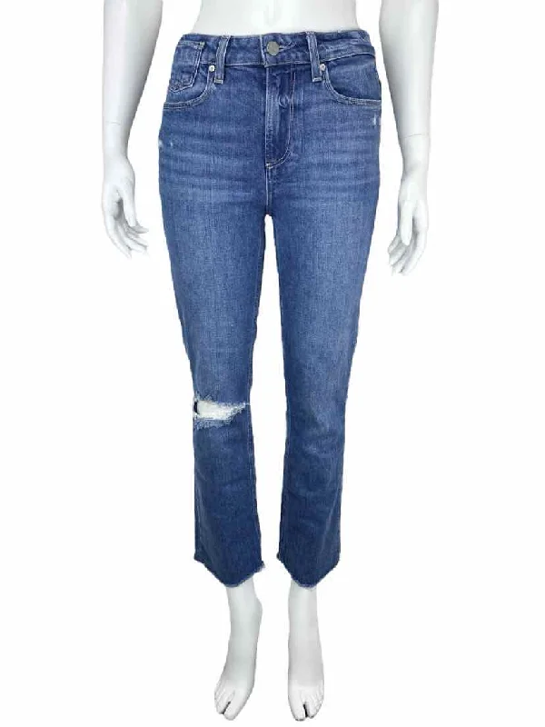 Paige Women's Collete Crop Flare Jeans Blaine Destructed Size 26 (2) Stylish Plus Size Denim Jeans Paige Women's Collete Crop Flare Jeans Blaine Destructed Size 26 (2) Stylish Plus Size Denim Jeans