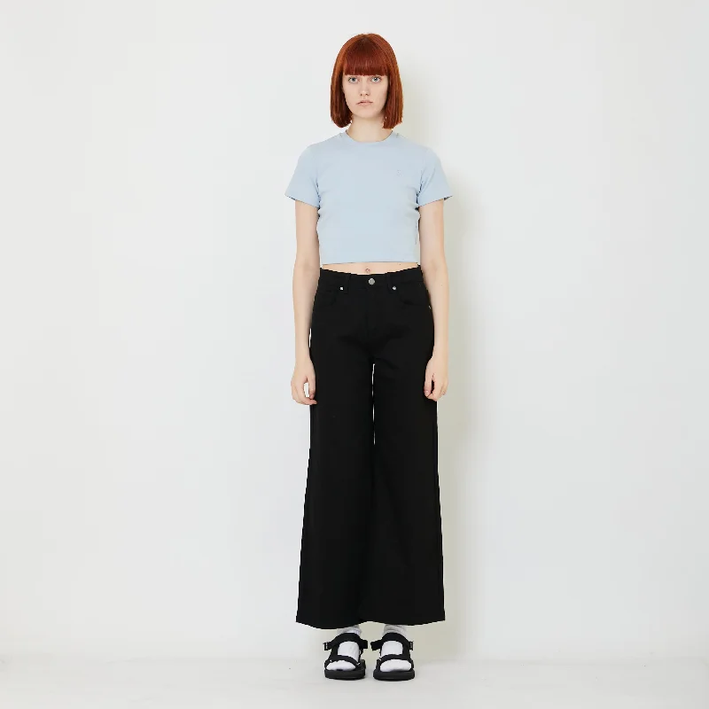 Women Mid-Rise Wide Leg Jeans - Black - SW2408114B Comfortable Straight-Legged Denim