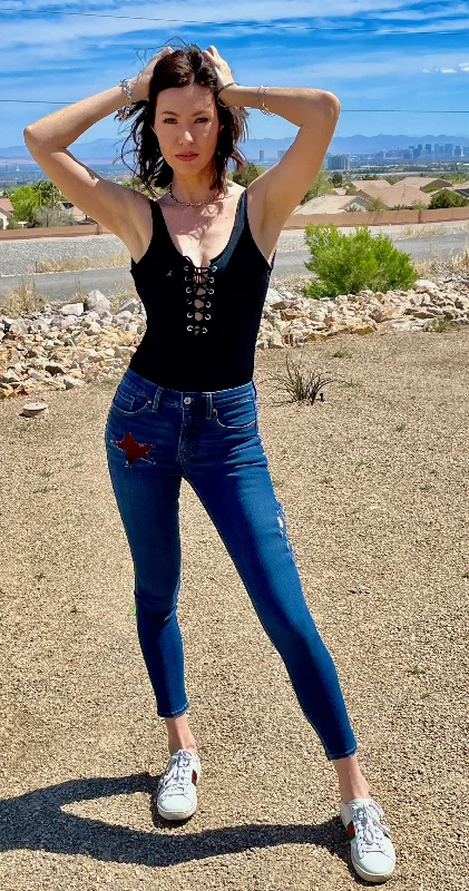 Woman's RockStar-U-JE2 Designer Jeans Comfortable Zip-Fly Denim Jeans