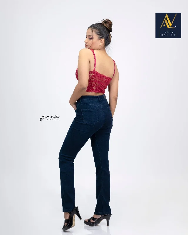 Women High Rise Straight Fit jeans Stylish Tapered Fit Jeans